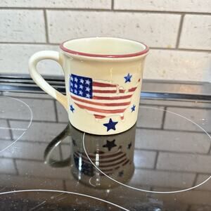 Hartstone Pottery USA Patriotic American Flag Map Stars & Stripes Coffee Mug EUC